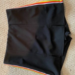 Womens Black Two Piece Set With Rainbow Stripe
